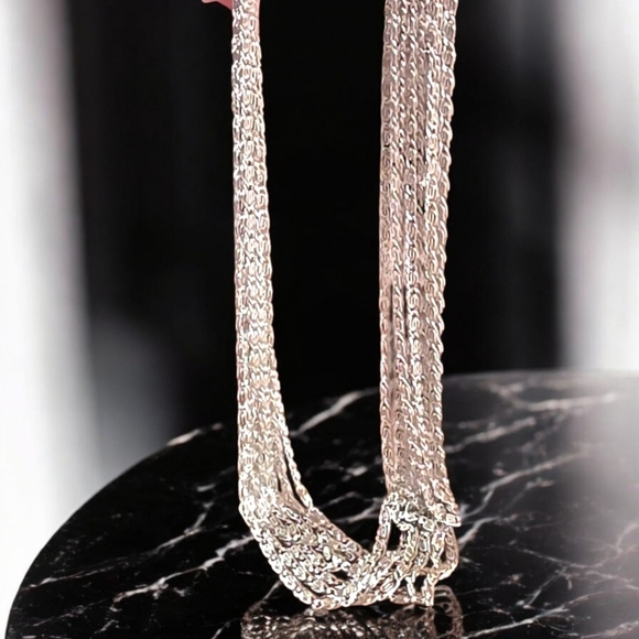 Vintage Stamped SARAH COVENTRY Multi-Strand Silver-Tone Chain Necklace - Picture 7 of 9